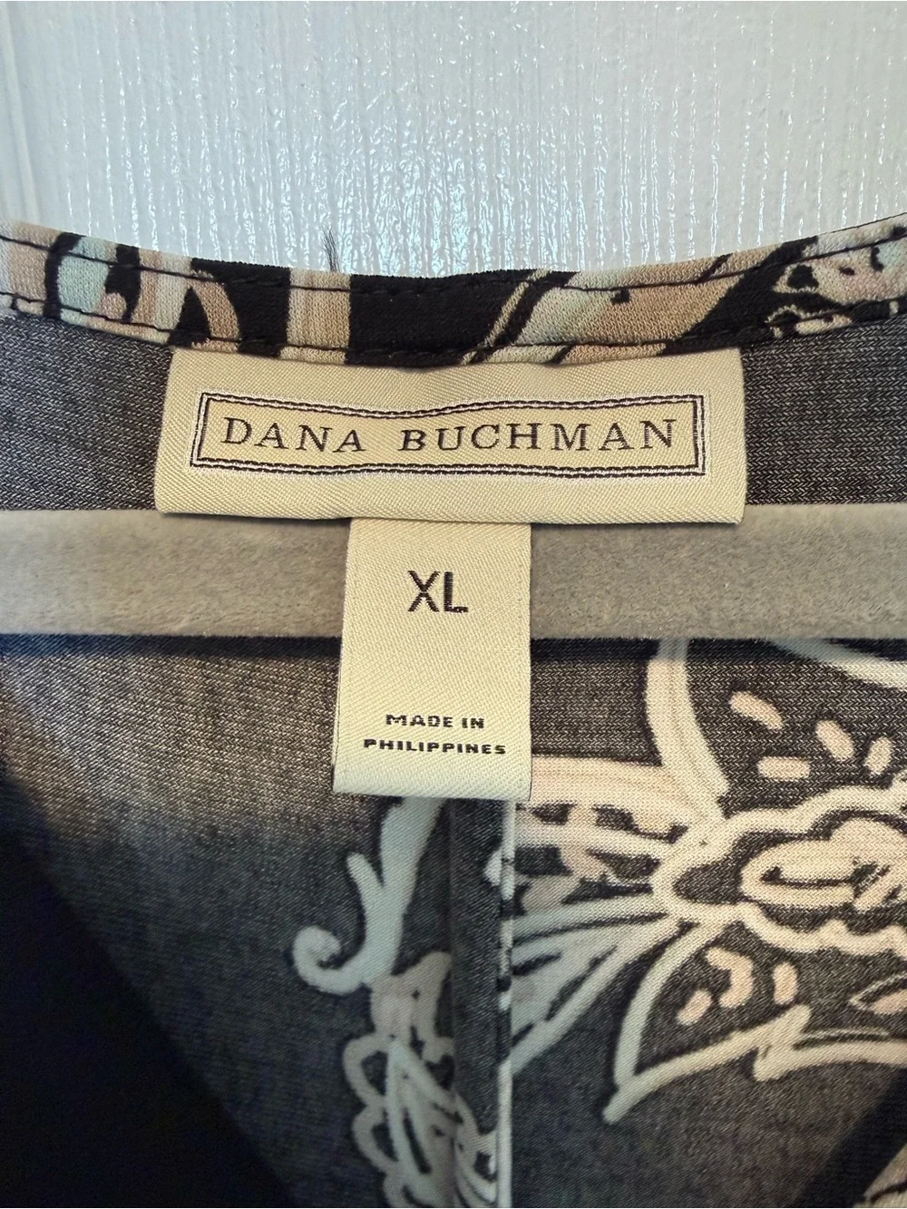 Dana Buchman Black and Cream Paisley Midi Dress
